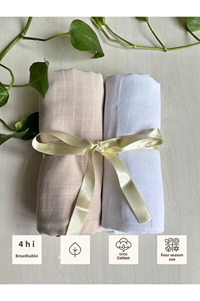 Sevza Kids Multi-Purpose 2-Piece Muslin Cover & Blanket, 100% Cotton Pure Collection Beige