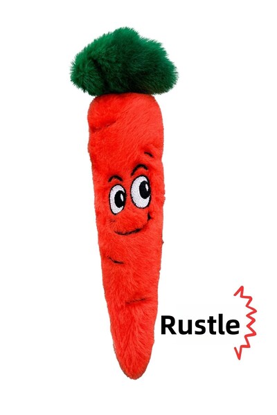 Havhav لعبة كلب قطيفة على شكل جزرة - تصدر أصواتًا، مريحة، رفيق نوم ولعب للكلاب