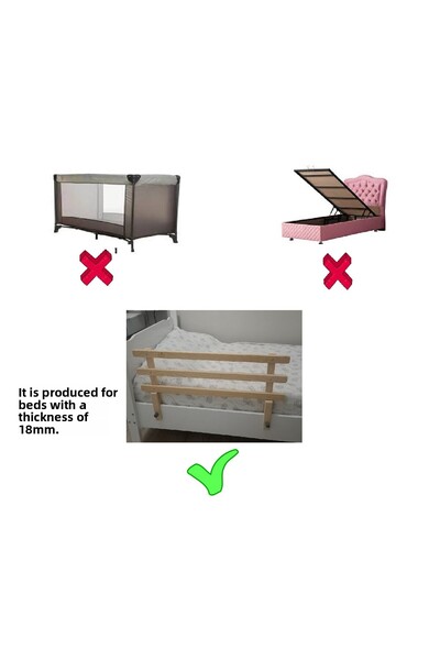 Masal Oyuncak Natural Wooden Baby Child Bed Protection Barrier Guardrail Crib Guardrail 90X45