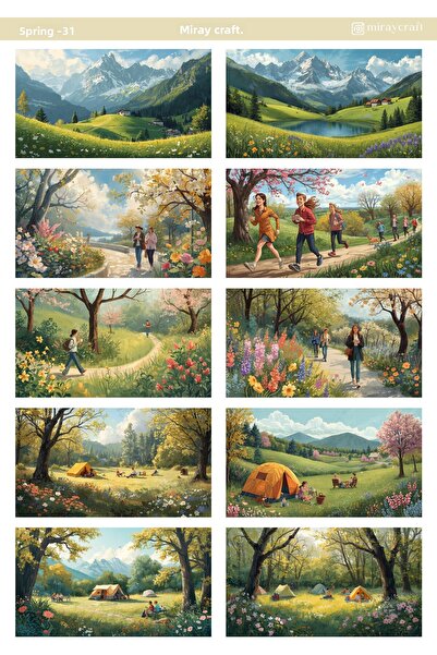 MirayDesign 1 ورقة ملصقات ذات طابع الربيع مقاس 12*17 سم / سكرابوك، مجلة بوليت، مخطط، دفتر ملاحظات