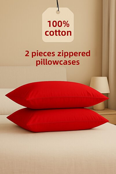 ÇIQRIK HOME 2 Red Pillowcases with Zipper