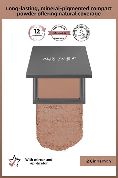 Alix Avien مسحوق مضغوط - يدوم حتى 12 ساعة - لون أسفل البشرة البارد - مسحوق مض...