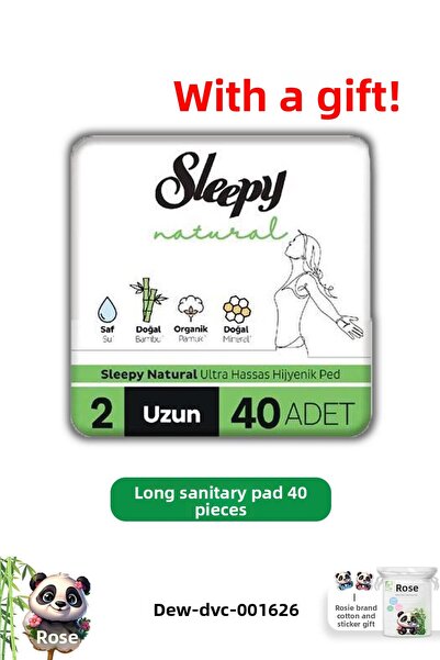 Sleepy فوط صحية طبيعية فائقة الحساسية طويلة 40 قطعة وروزي