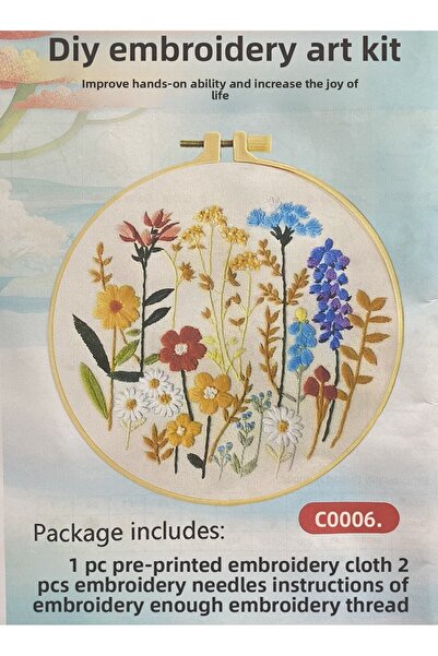 EleganTShoP Kit elegant de broderie în cruce cu etamină imprimată (fir, ac, ț...