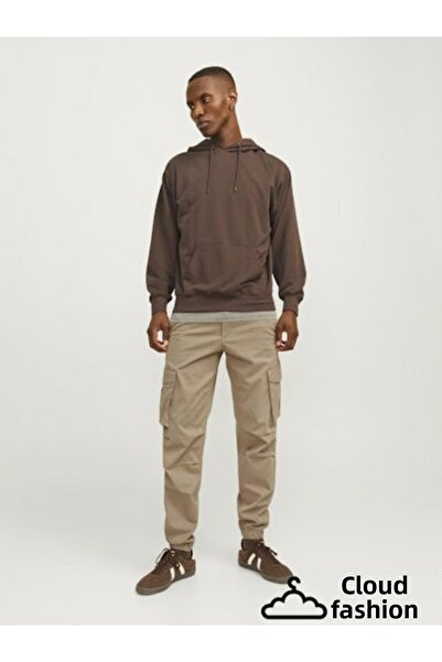Jack & Jones Ανδρικό καφέ παντελόνι Jpstkane Noah Cuffed Cargo Noos 12242264-Elmwood