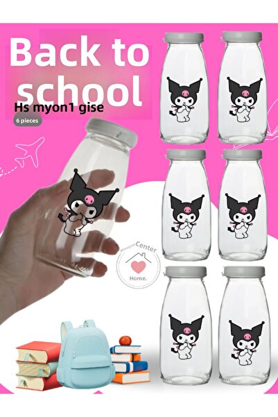 Milea 6 Pieces Kuromi Waterproof Labelled Sippy Cap Healthy Glass Milk Soft D...