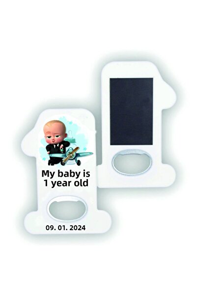 Ege ajans 10 Pieces (with Card and Gelatin) 1-Year-Old Boss Baby Bottle Opener Magnet