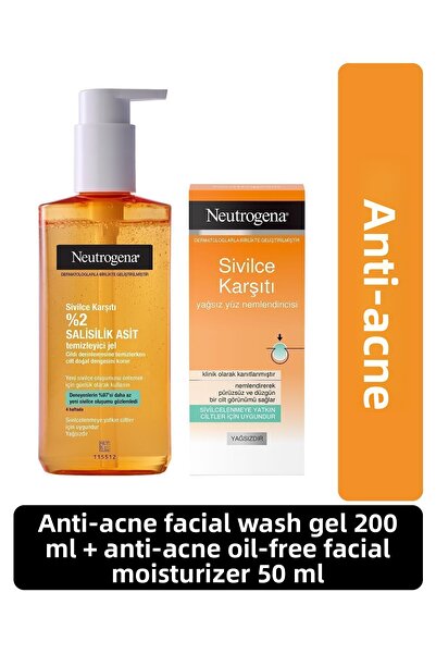 Neutrogena مضاد لحب الشباب - جل منظف خالي من الزيوت 150 مل ومرطب 50 مل