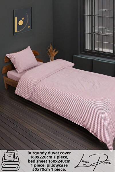 Larispera طقم غطاء لحاف مخطط بأزرار من قطن رانفورس المصبوغ بالخيوط