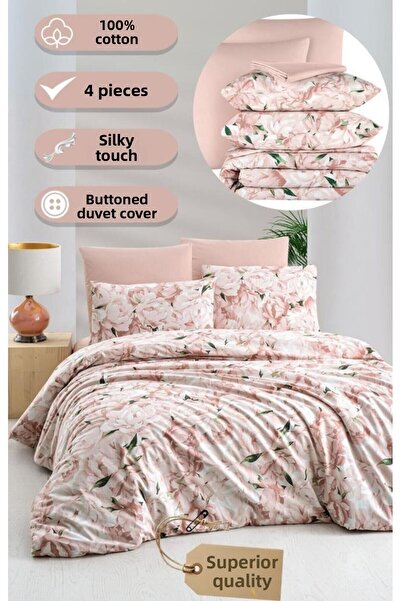 MODALİN Duvet Cover Set Double Size Mariel 100% Cotton Percale Elegant Printed