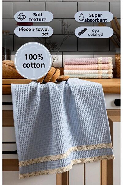 Karna Home Πετσέτα κουζίνας 40x60 εκ. Σετ 5 τεμαχίων Torshon Güpürlü Kopenaki