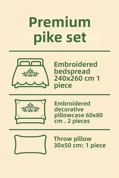 Evimcim Anastasia 4 Piece Pike Set – Premium Black and Gray Patterned Bedspread & Decorative Set