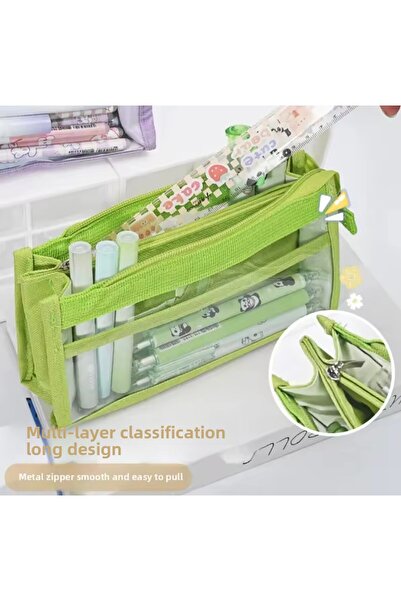 Meyra Accessories Transparent Waterproof Canvas Large Capacity Pencil Case Wallet Quality Stylish Design Preschool Gift