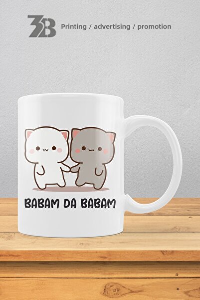 3B BASKI REKLAM PROMOSYON Cute Kittens Series''My Dad and My Dad'' Porcelain Mug
