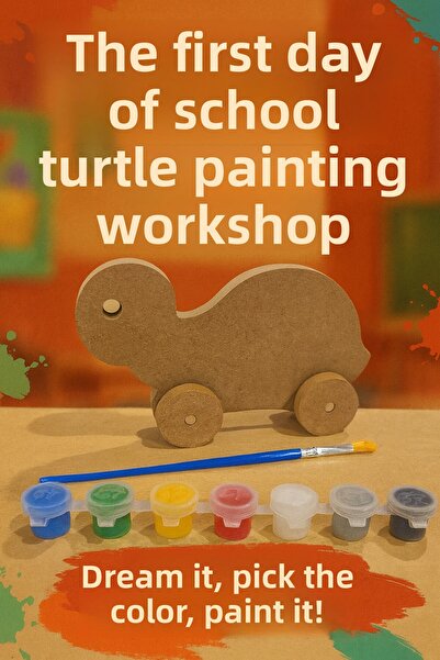 Eymen Hobi Turtle Painting Workshop – Wooden Figure Painting Set (Paint + Bru...