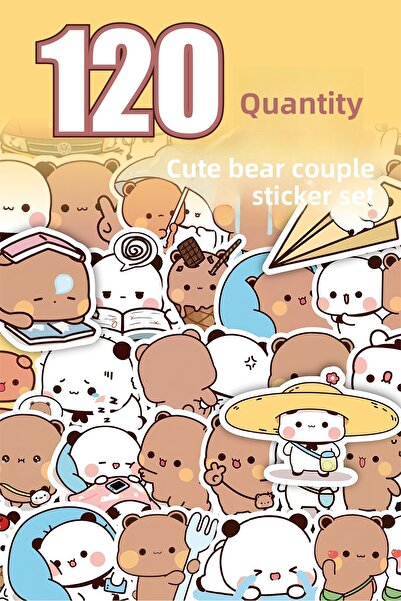 Grafikup مجموعة ملصقات على شكل دب لطيف مكونة من 120 قطعة - ملصق لطيف على شكل ...