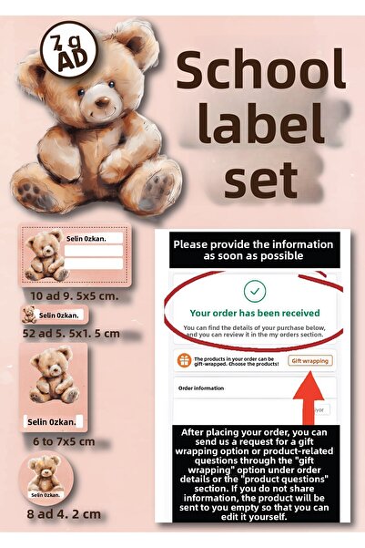 ca kay bu Σετ Σχολικών Αυτοκόλλητων 76 Τεμαχίων – Αυτοκόλλητο Ετικέτας Ονόματ...