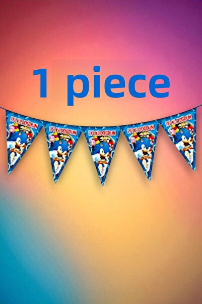 partylady 1 قطعة راية بتصميم سونيك - زينة قابلة للتعليق للحفلات والفعاليات