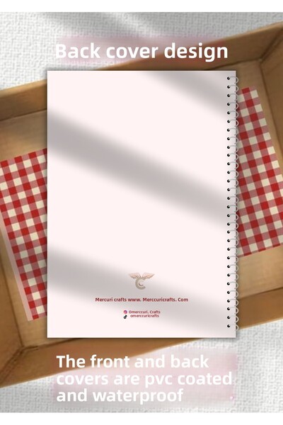 merccuri crafts A4 Spiral Aesthetic School Notebook 50 Sheets - Lined - Pvc Coated Waterproof Hard Cover