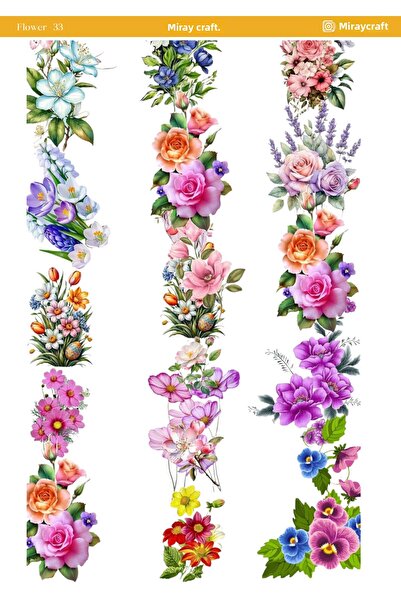 MirayDesign 1 ورقة ملصقات ذات طابع زهور مقاس 12*17 سم / سكرابوك، مجلة بوليت، مخطط، دفتر ملاحظات