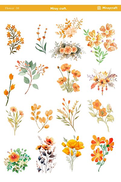 MirayDesign 1 ورقة ملصقات ذات طابع زهور مقاس 12*17 سم / سكرابوك، مجلة بوليت، مخطط، دفتر ملاحظات