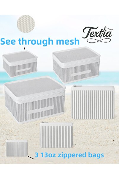 Textia Home 6-Piece Striped Suitcase Organizer, In-Suitcase Organizer, Mother Baby Bag, Organizer Set