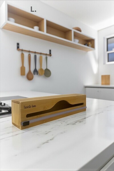 ANJEAHOME Florence 1-Compartment Bamboo Stretch Foil Box - Wall Mountable, Inside Drawer and Countertop Organizer