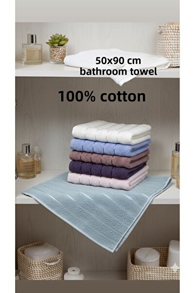 HAPPY COTTON 6 Pieces 50X90 cm 100% Cotton Colorful Hand Face Towels High Abs...