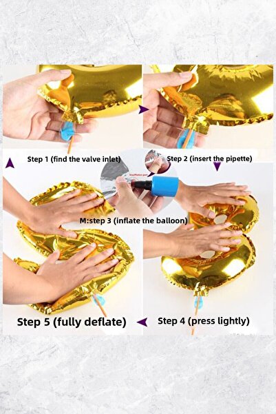 PEKSHOP Blue Flower Shaped Foil Balloon with Gold Detail