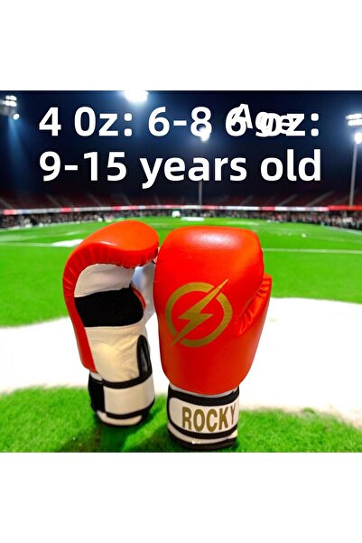 Gök Sports Rocky Children's Boxing Kickboxing Muay Thai Gloves 4-6-8 oz Cylinder Sports Bag Set with Shoulder Strap
