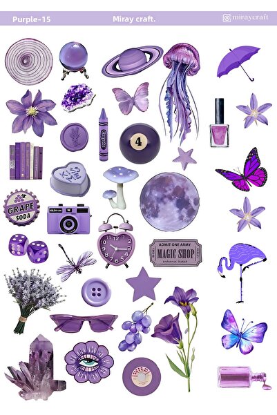 MirayDesign 1 foaie de autocolante tematice de culoare violetă de 12*17 cm pe...