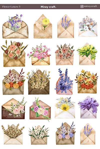 MirayDesign ملصق بتصميم الحروف الزهرية مقاس 12*17 سم / لألبومات القصاصات، دفت...