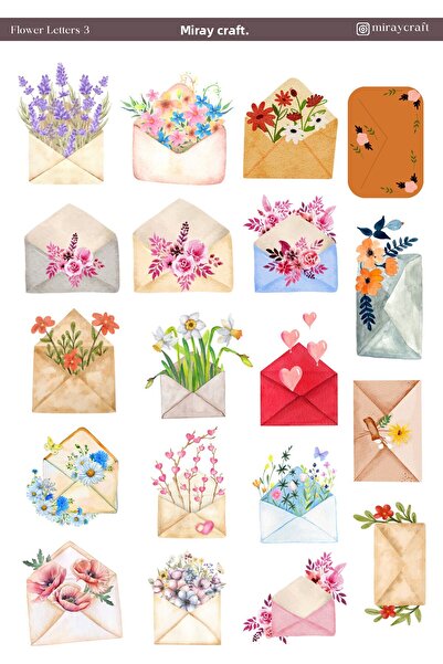 MirayDesign ملصق بتصميم الحروف الزهرية مقاس 12*17 سم / لألبومات القصاصات، دفتر الملاحظات، المخطط، دفتر اليوميات