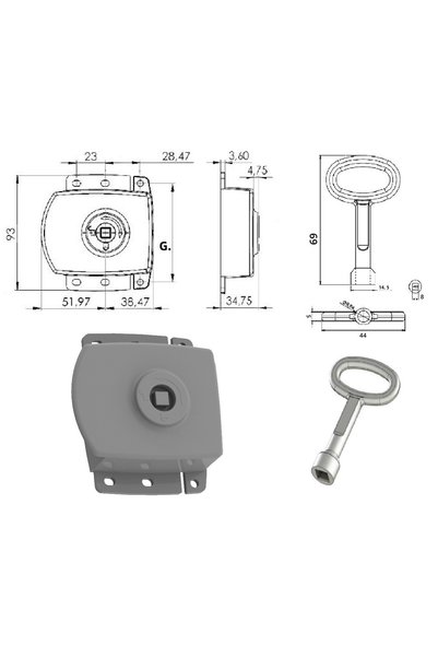ATLASTEK METAL Mini Surface Mounted Air Switchboard Cabinet Heavy Panel Lock - Metal Body (+ Alu. Square 8. Key)