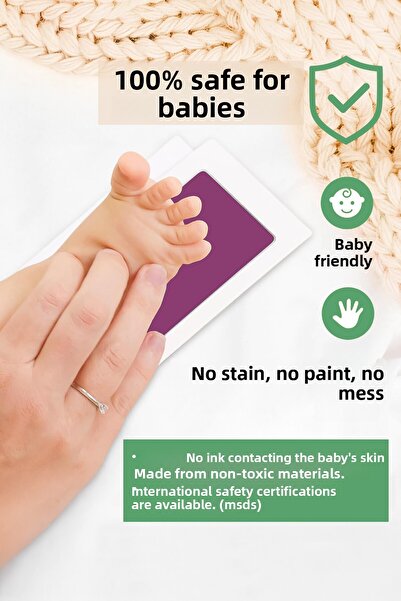 Moky Design Purple Ink Non-Contact Baby Hand Footprint Printing Kit, Baby Shower, Gender Reveal Party Favors
