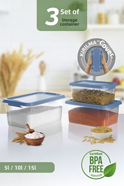 MOİ 3-Pack Organizer Box 5-10-15L Storage Container - Multi-Purpose Organizer Lock Lid Deep Storage Box