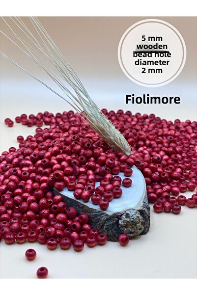 Fiolimore Mărgele de lemn roșu de 5 mm (25 grame 315 bucăți) Diametru gaură 2...