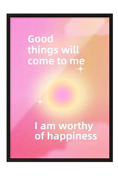 Zestia Tablou înrămat negru, Fericirea vine la mine, Poster decorativ pentru ...