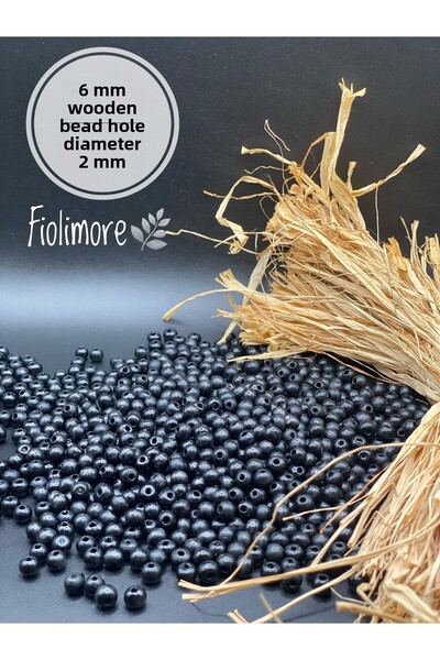 Fiolimore Mărgele din lemn negru de 6 mm (25 grame 175 bucăți) Diametru gaură...