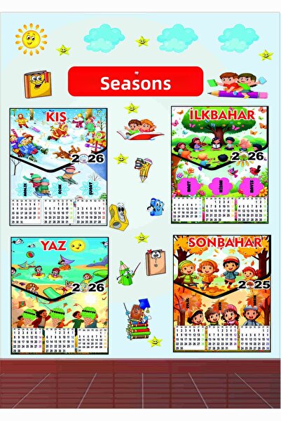 Göktuğ Hediyelik Poster școlar cu benzi de anotimpuri 2025 2026 cu calendar, ...