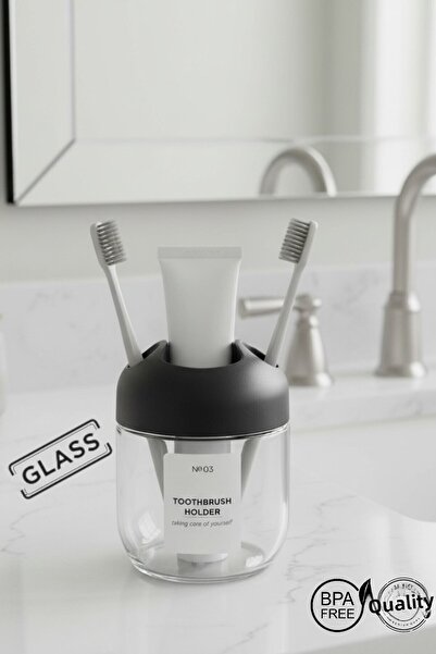 MUF HOME Γυάλινη θήκη οδοντόβουρτσας Μοντέρνα θήκη οδοντόβουρτσας μπάνιου Κομ...