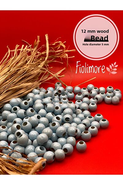 Fiolimore 12 мм сини дървени мъниста (50 г, 87 броя) Диаметър на отвора 5 мм ...