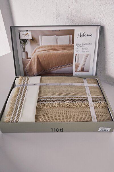 Sevim Tivoli Single Lace 3-Piece Honeycomb Pique Set-Melanie-Cappuccino