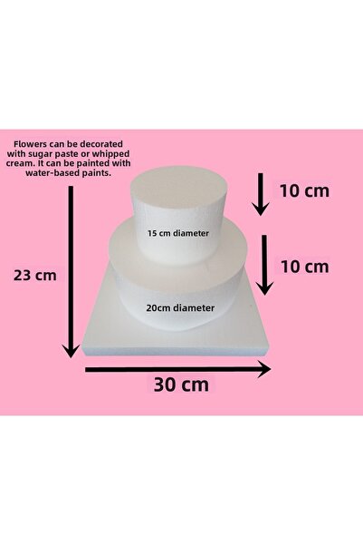 Uyarstrafor قاعدة كيك من الفوم الستايروفوم بطبقتين مقاس 15 سم × 20 سم (هدية)