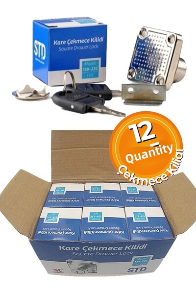 HOBİDABİ قفل درج مربع غطاء خزانة صندوق البريد قفل 2 مفاتيح 12 قطعة