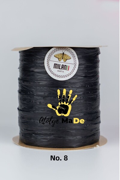 Atölye MaDe Milano Rafya 100gr Μονό Κουλούρι Χρώμα Κωδικός Νο08 Μαύρο