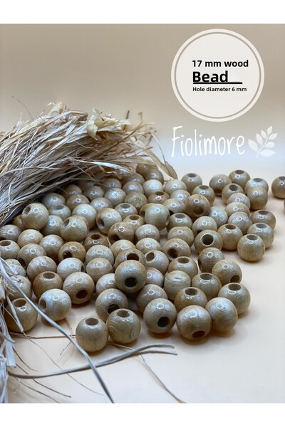 Fiolimore Mărgele din lemn lăcuit de 17 mm (50 gr 32 bucăți) Diametru gaură l...
