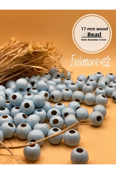 Fiolimore Mărgele din lemn de culoare albastră de 17 mm (50 gr 32 bucăți) Dia...