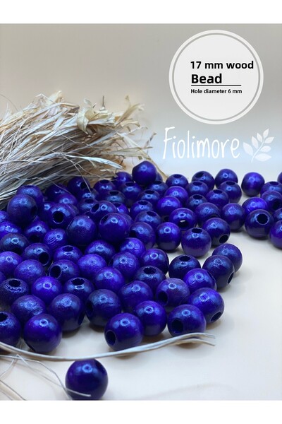 Fiolimore Mărgele din lemn violet de 17 mm (50 gr 32 bucăți) Diametru gaură l...