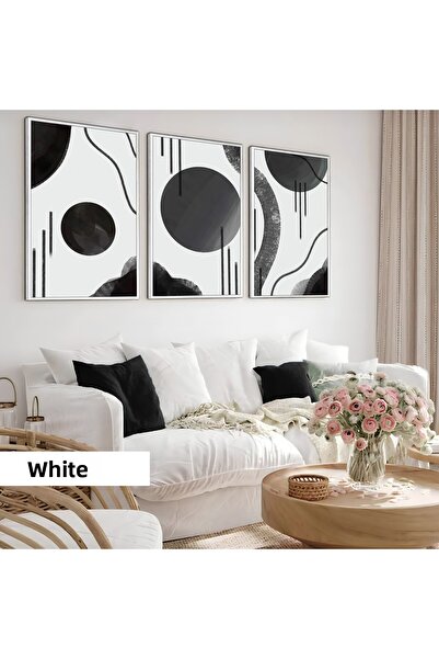Harikabirev Children's Room Living Room-Minimalist Modern Bohemian Gray Tone Abstract | Wooden Framed 3-Piece Mdf Ahmdf
